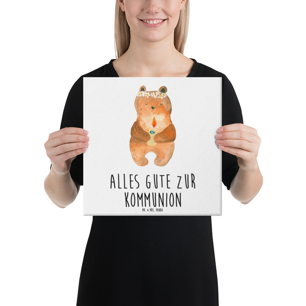 Leinwand Bild Kommunion-Bär Leinwand, Bild, Kunstdruck, Wanddeko, Dekoration, Bär, Teddy, Teddybär, Kommunion, Gottes Segen, Taufkerze, katholisch