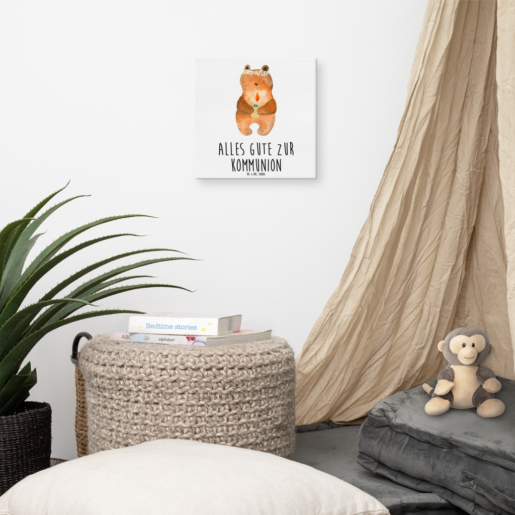 Leinwand Bild Kommunion-Bär Leinwand, Bild, Kunstdruck, Wanddeko, Dekoration, Bär, Teddy, Teddybär, Kommunion, Gottes Segen, Taufkerze, katholisch