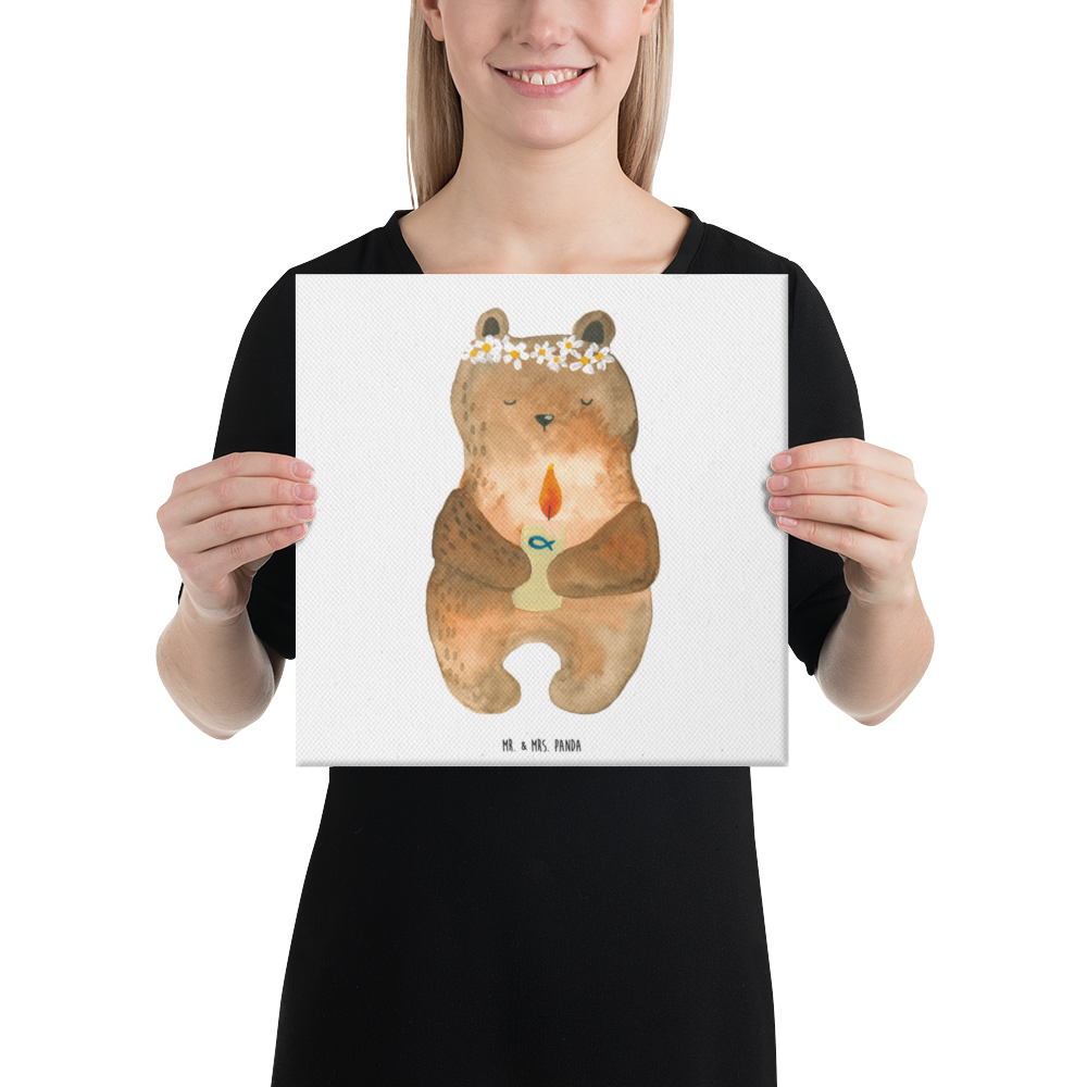 Leinwand Bild Kommunion-Bär Leinwand, Bild, Kunstdruck, Wanddeko, Dekoration, Bär, Teddy, Teddybär, Kommunion, Gottes Segen, Taufkerze, katholisch