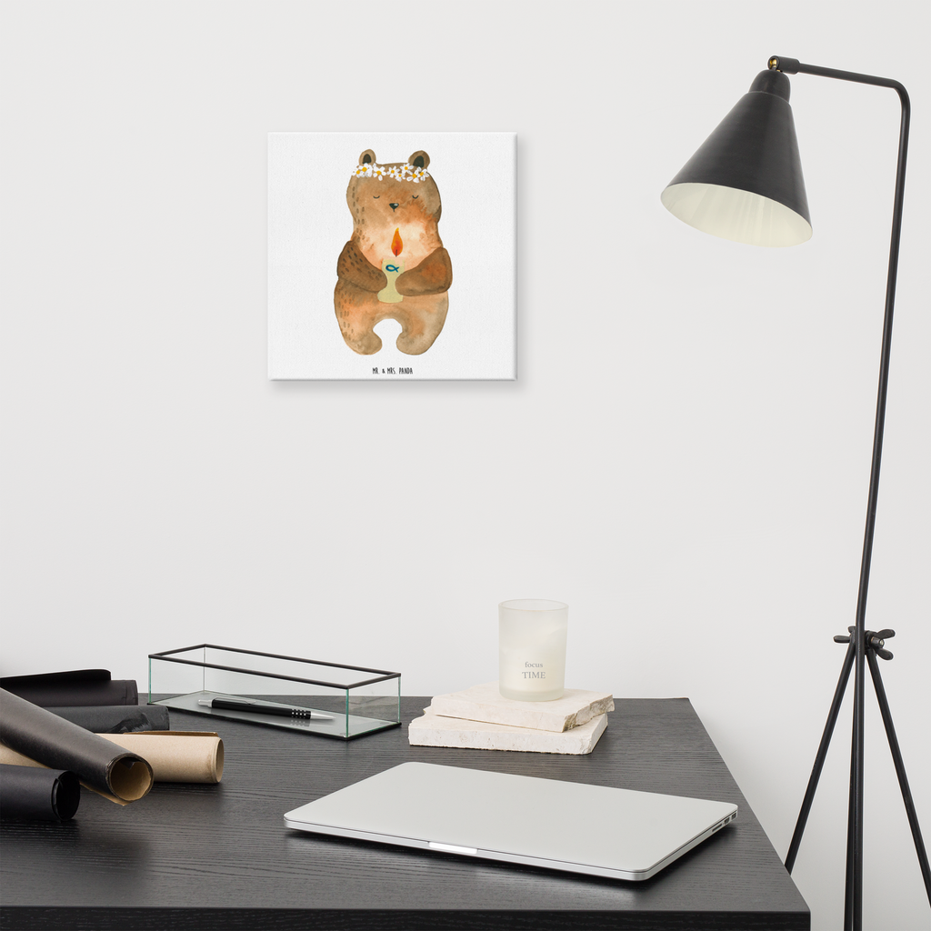 Leinwand Bild Kommunion-Bär Leinwand, Bild, Kunstdruck, Wanddeko, Dekoration, Bär, Teddy, Teddybär, Kommunion, Gottes Segen, Taufkerze, katholisch