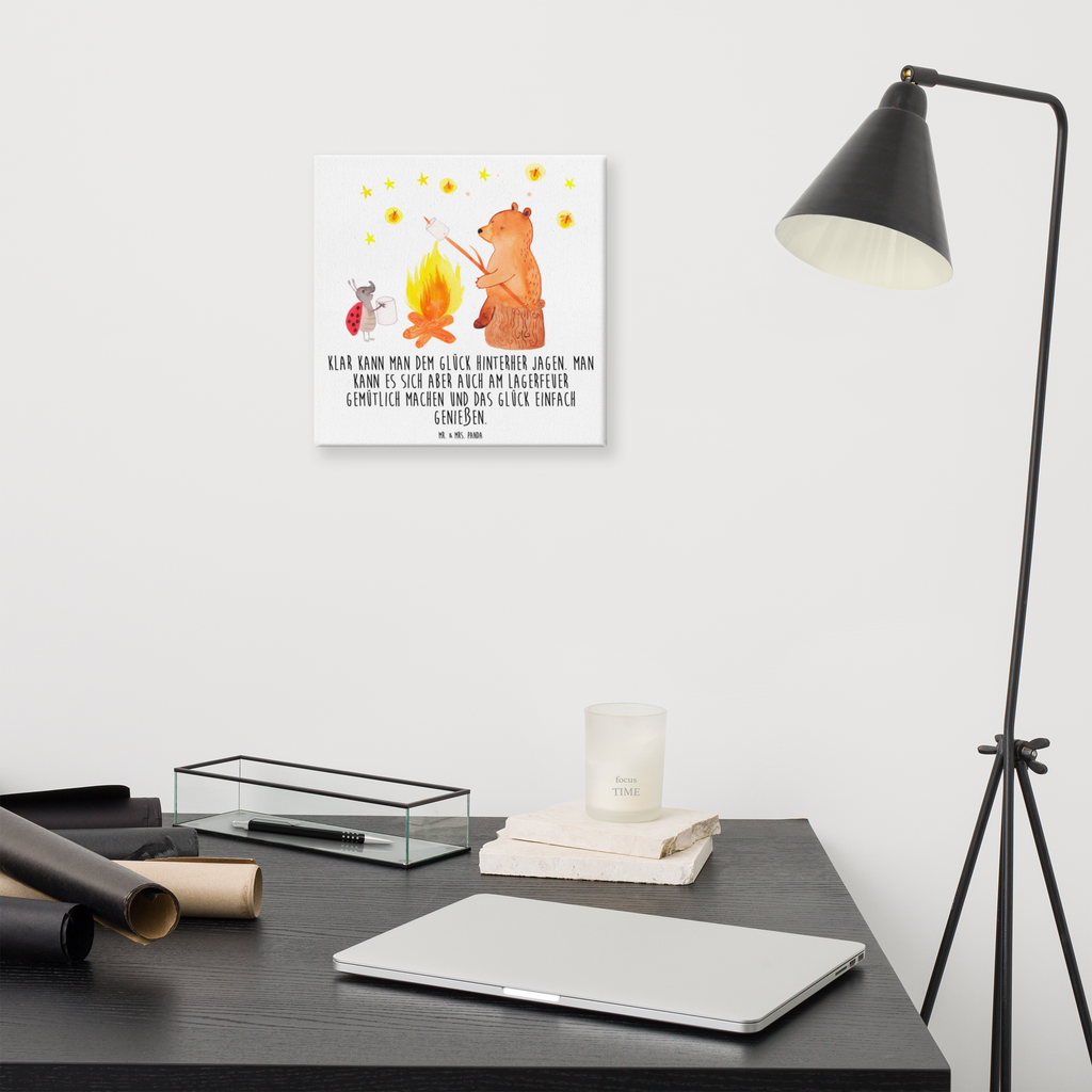 Leinwand Bild Bär & Marienkäfer Lagerfeuer Leinwand, Bild, Kunstdruck, Wanddeko, Dekoration, Bär, Teddy, Teddybär, Lagerfeuer