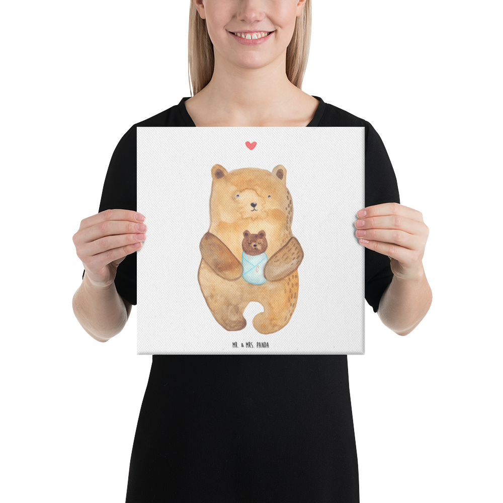Leinwand Bild Bär mit Baby Leinwand, Bild, Kunstdruck, Wanddeko, Dekoration, Bär, Teddy, Teddybär, Eltern, Mutter, Baby, Taufe, Geburt, Nichte, Neffe, Enkel, Enkelin, Täufling, Geburtstag, Glückwunsch