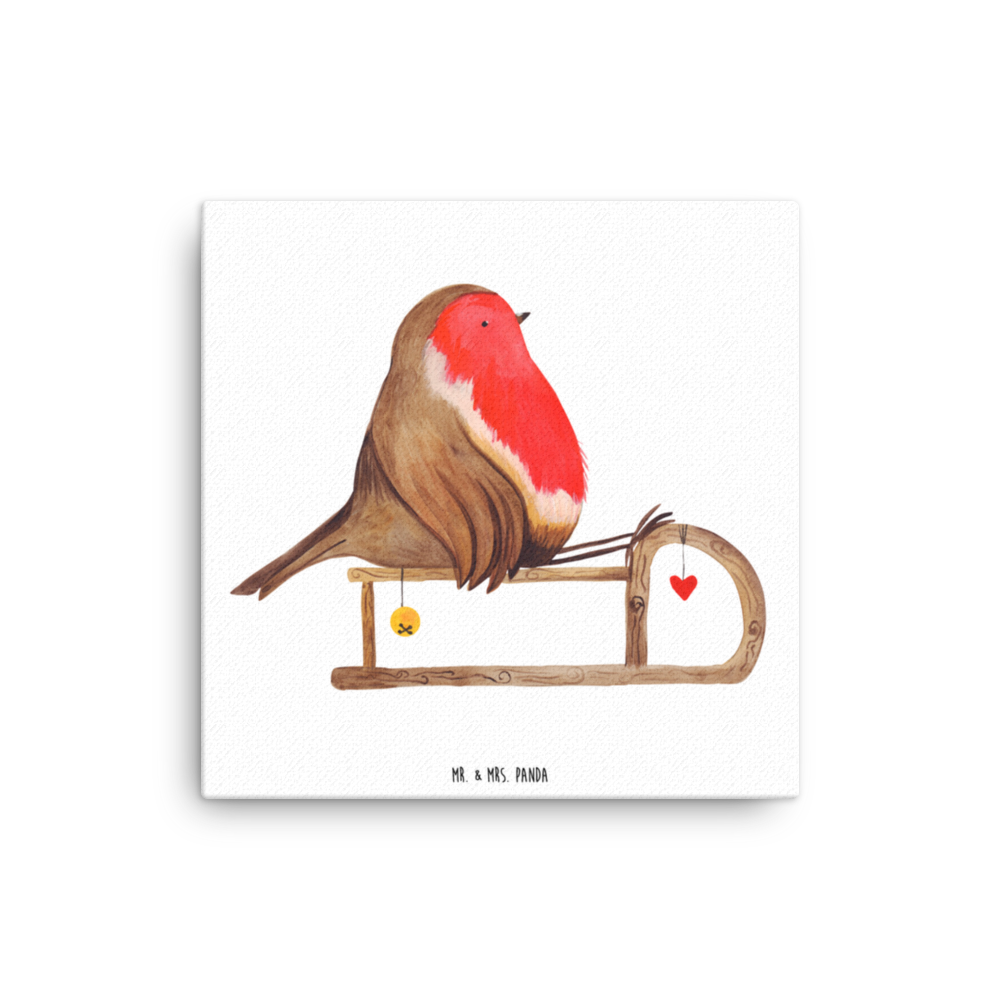 Leinwand Bild Rotkehlchen Schlitten Leinwand, Bild, Kunstdruck, Wanddeko, Dekoration, Winter, Weihnachten, Weihnachtsdeko, Nikolaus, Advent, Heiligabend, Wintermotiv, Schlitten, Vogel