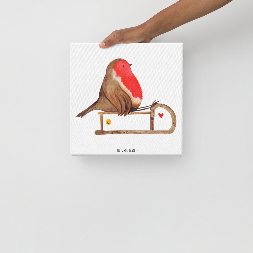 Leinwand Bild Rotkehlchen Schlitten Leinwand, Bild, Kunstdruck, Wanddeko, Dekoration, Winter, Weihnachten, Weihnachtsdeko, Nikolaus, Advent, Heiligabend, Wintermotiv, Schlitten, Vogel