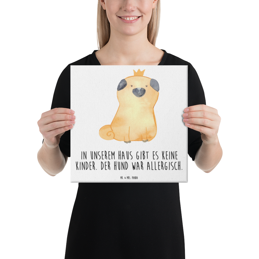 Leinwand Bild Mops Krone Leinwand, Bild, Kunstdruck, Wanddeko, Dekoration, Hund, Hundemotiv, Haustier, Hunderasse, Tierliebhaber, Hundebesitzer, Sprüche, Mops, allergisch, kinderlos, Hausregel, Hundebesitzer. Spruch, lustig