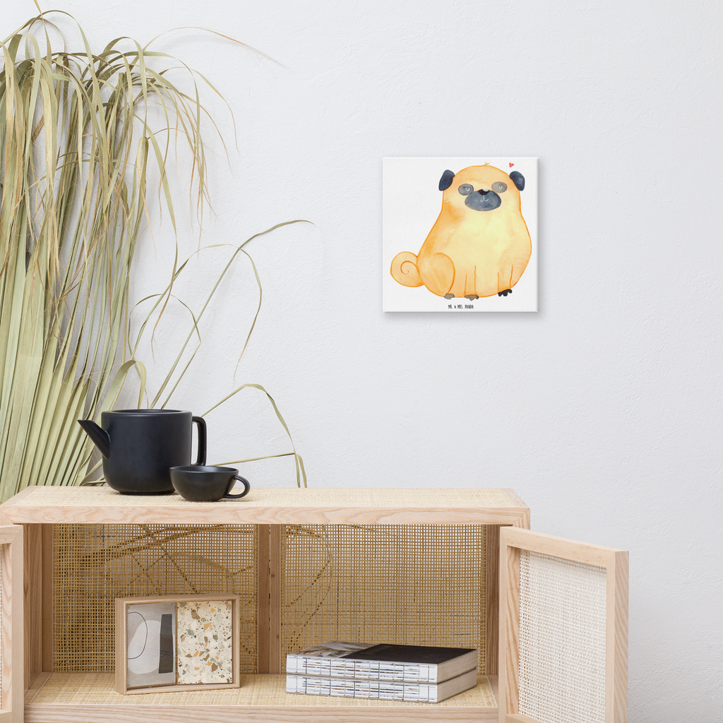 Leinwand Bild Mops Leinwand, Bild, Kunstdruck, Wanddeko, Dekoration, Hund, Hundemotiv, Haustier, Hunderasse, Tierliebhaber, Hundebesitzer, Sprüche, Mops, Liebe, Hundeliebe