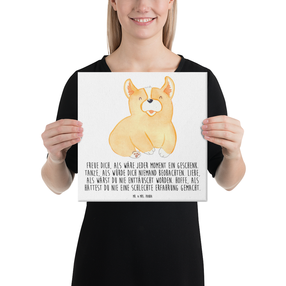Leinwand Bild Corgie Leinwand, Bild, Kunstdruck, Wanddeko, Dekoration, Hund, Hundemotiv, Haustier, Hunderasse, Tierliebhaber, Hundebesitzer, Sprüche, Corgie, Welsh Corgie Pembroke, britisch, Motivation, Spruch, Hundespruch, Lebensfreude