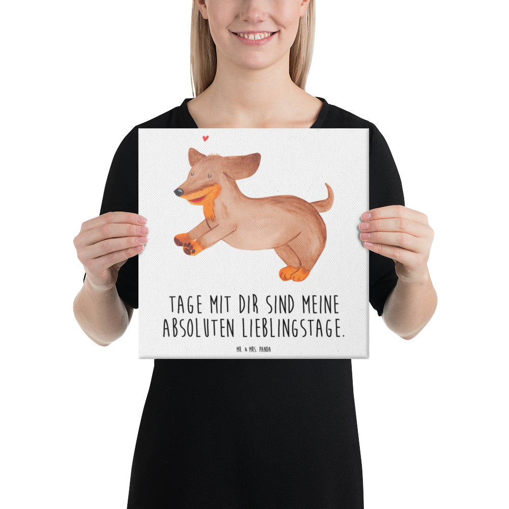 Leinwand Bild Hund Dackel fröhlich Leinwand, Bild, Kunstdruck, Wanddeko, Dekoration, Hund, Hundemotiv, Haustier, Hunderasse, Tierliebhaber, Hundebesitzer, Sprüche, Hunde, Dackel, Dachshund, happy dog