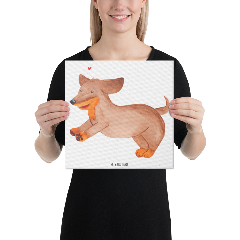 Leinwand Bild Hund Dackel fröhlich Leinwand, Bild, Kunstdruck, Wanddeko, Dekoration, Hund, Hundemotiv, Haustier, Hunderasse, Tierliebhaber, Hundebesitzer, Sprüche, Hunde, Dackel, Dachshund, happy dog