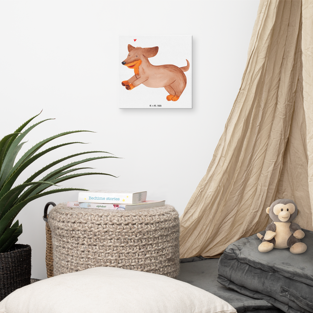 Leinwand Bild Hund Dackel fröhlich Leinwand, Bild, Kunstdruck, Wanddeko, Dekoration, Hund, Hundemotiv, Haustier, Hunderasse, Tierliebhaber, Hundebesitzer, Sprüche, Hunde, Dackel, Dachshund, happy dog