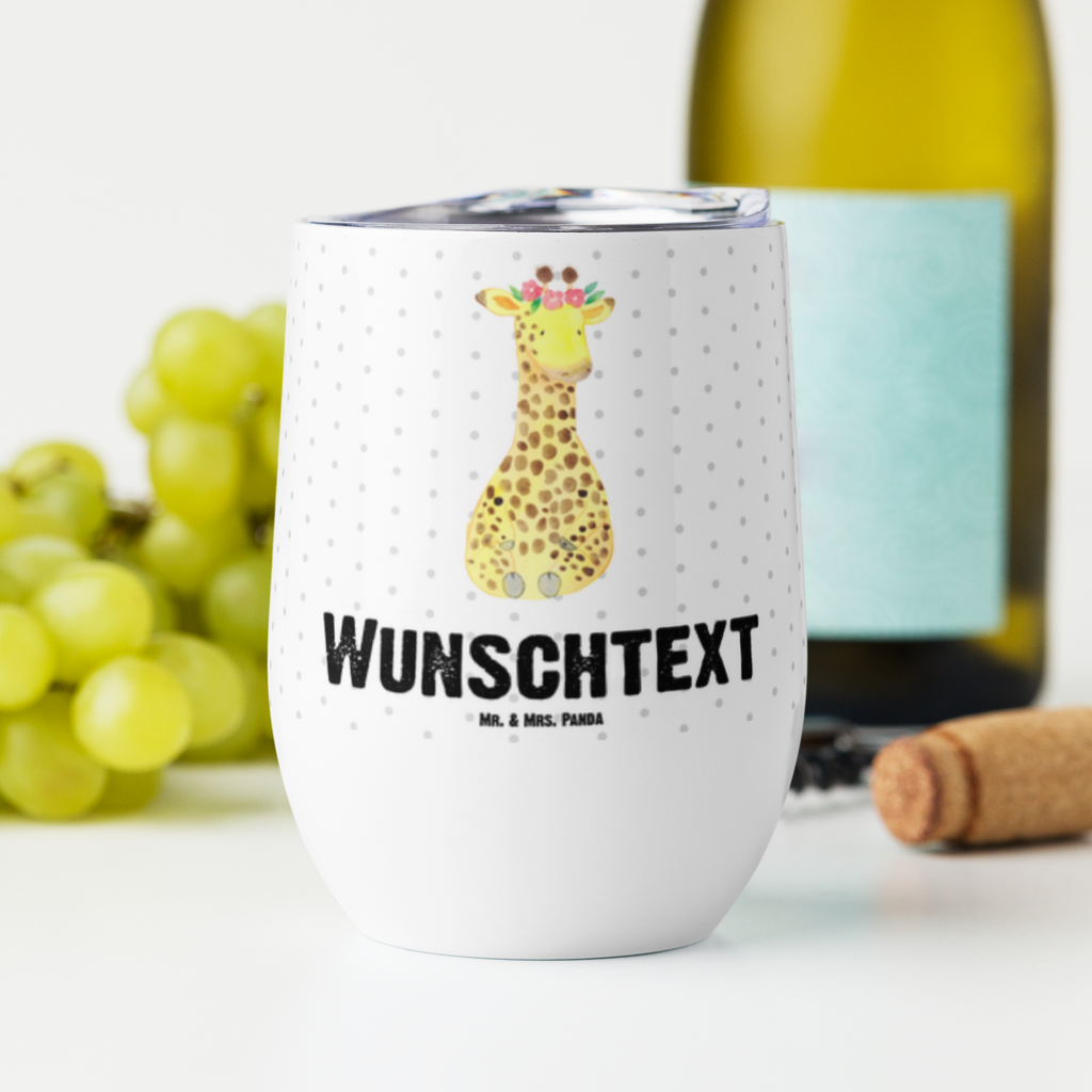 Personalisierter Weinbecher Giraffe Blumenkranz Personalisierter Weinbecher, Personalisierter Glühwein Becher, Heißgetränke, Personalisierter Trinkbecher, Personalisierter Weinkelch, Personalisiertes Weingläser, hochwertiger Weinbecher, Weinbecher Reisen, Weinbecher unterwegs, Personalisertes Sommerglas, mit Namen, Wunschtext, Personalisierung, selbst bedrucken, Personalisiertes Weinglas, Afrika, Wildtiere, Giraffe, Blumenkranz, Abenteurer, Selbstliebe, Freundin