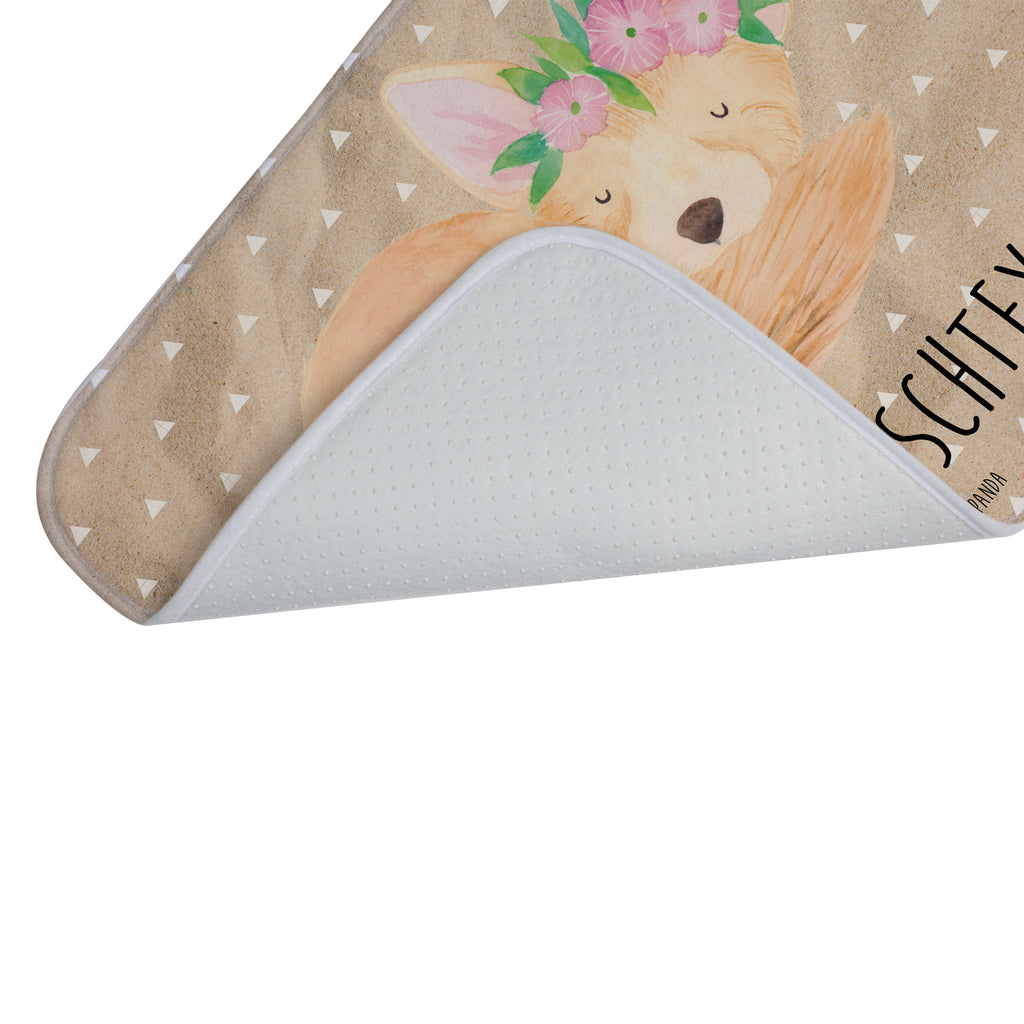 Personalisierter Badvorleger Wüstenfuchs Blumenkranz Personalisierte Badematte, Personalisierter Badteppich, Personalisierter Duschvorleger, Personalisierter Badezimmerteppich, Personalisierter Badezimmermatte, Personalisierter Badvorleger, Personalisierter Duschmatte, Personalisierter Duschteppich, Badematte mit Namen, Badteppich mit Namen, Duschvorleger mit Namen, Badezimmerteppich mit Namen, Badezimmermatte mit Namen, Badvorleger mit Namen, Duschmatte mit Namen, Duschteppich mit Namen, Wunschtext, Badvorleger selbst bedrucken, Wunschname, Personalisieren, Afrika, Wildtiere, Wüste, Wüstenfuchs, Blumen, Blumenkranz, Glücklich
