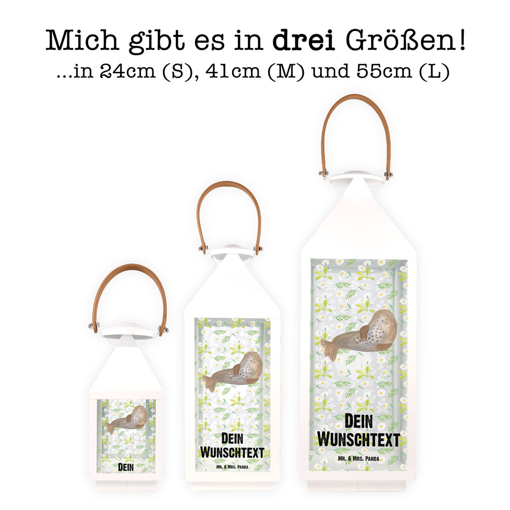 Personalisierte Deko Laterne Robbe lachend Gartenlampe, Gartenleuchte, Gartendekoration, Gartenlicht, Laterne  kleine Laternen, XXL Laternen, Laterne groß, Tiermotive, Gute Laune, lustige Sprüche, Tiere, Robbe, Robben, Seehund, Strand, Meerestier, Ostsee, Nordsee