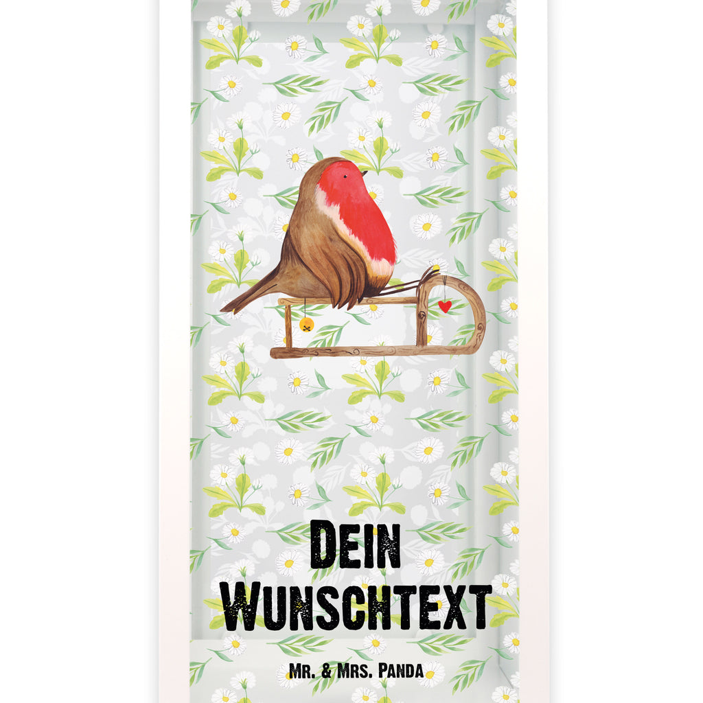 Personalisierte Deko Laterne Rotkehlchen Schlitten Gartenlampe, Gartenleuchte, Gartendekoration, Gartenlicht, Laterne  kleine Laternen, XXL Laternen, Laterne groß, Winter, Weihnachten, Weihnachtsdeko, Nikolaus, Advent, Heiligabend, Wintermotiv, Schlitten, Vogel