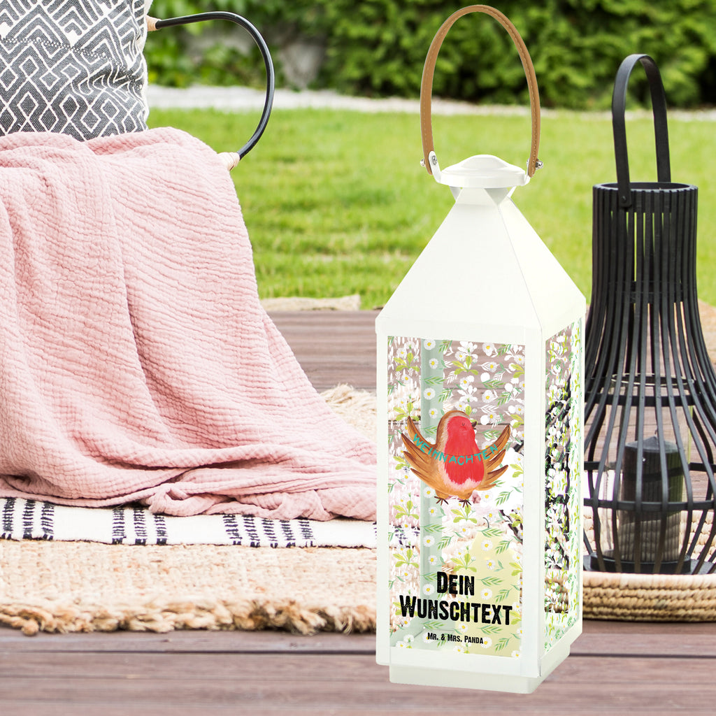 Personalisierte Deko Laterne Rotkehlchen Weihnachten Gartenlampe, Gartenleuchte, Gartendekoration, Gartenlicht, Laterne  kleine Laternen, XXL Laternen, Laterne groß, Winter, Weihnachten, Weihnachtsdeko, Nikolaus, Advent, Heiligabend, Wintermotiv, Frohe Weihnachten, Weihnachtsmotiv, Weihnachtsgruß, Vogel, xmas