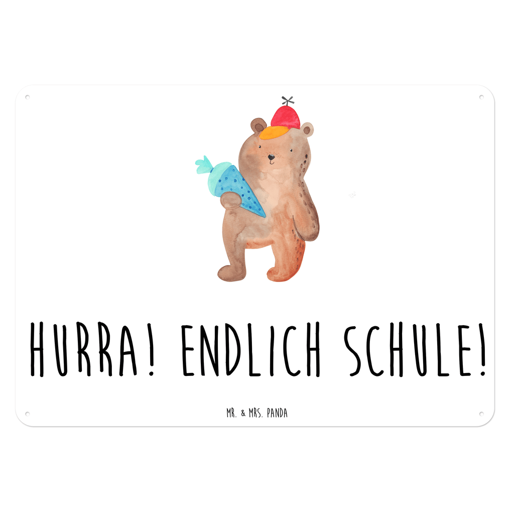 Blechschild Bär mit Schultüte Blechschild, Metallschild, Geschenk Schild, Schild, Magnet-Metall-Schild, Deko Schild, Wandschild, Wand-Dekoration, Türschild, Bär, Teddy, Teddybär, Bär Motiv, Schultüte, Erster Schultag Geschenk, Einschulung Geschenk, Schule Geschenk, Grundschule, Schulanfang, Schulbeginn