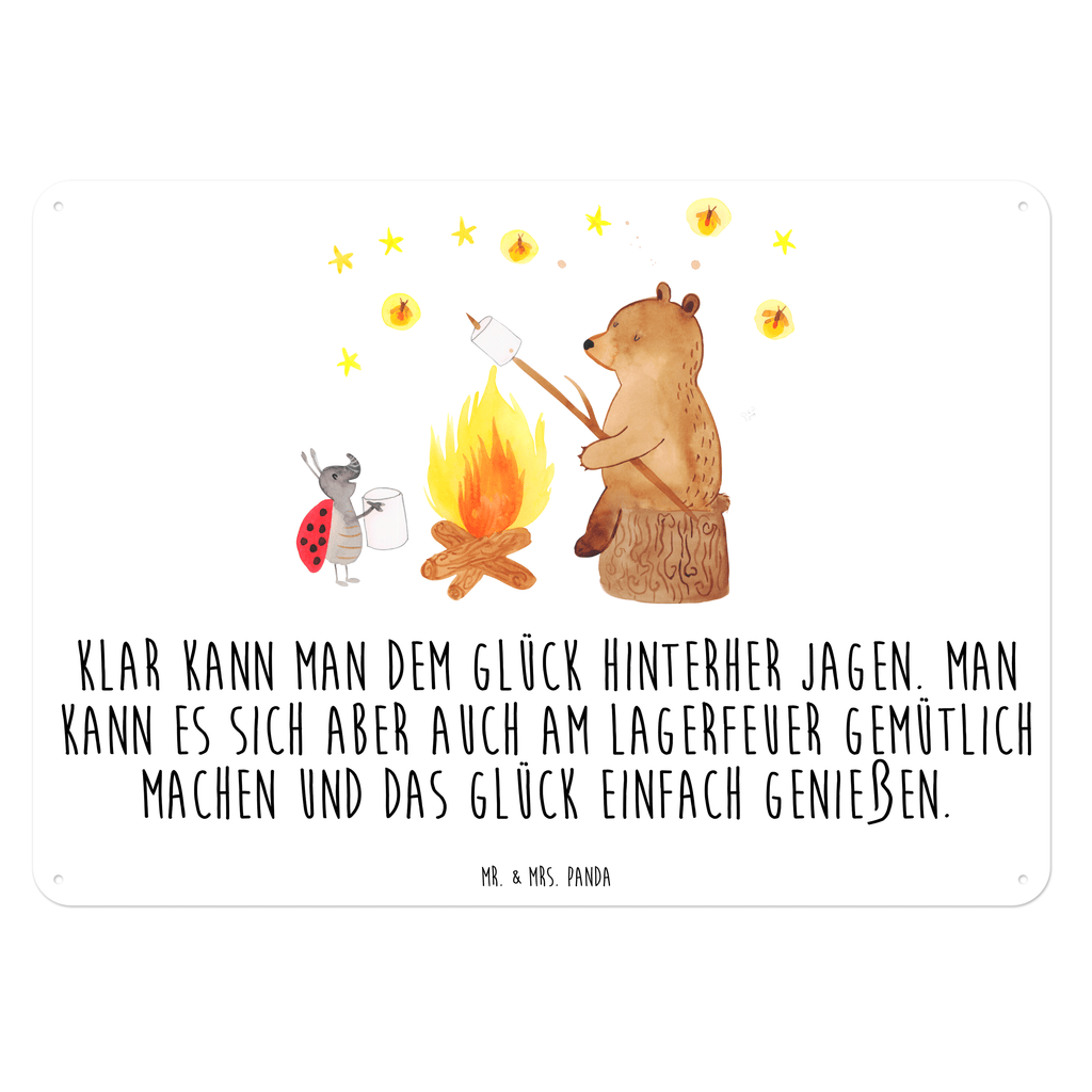 Blechschild Bär & Marienkäfer Lagerfeuer Blechschild, Metallschild, Geschenk Schild, Schild, Magnet-Metall-Schild, Deko Schild, Wandschild, Wand-Dekoration, Türschild, Bär, Teddy, Teddybär, Lagerfeuer