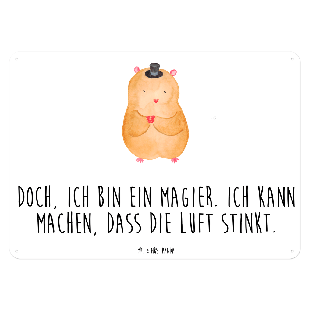 Blechschild Hamster mit Hut Blechschild, Metallschild, Geschenk Schild, Schild, Magnet-Metall-Schild, Deko Schild, Wandschild, Wand-Dekoration, Türschild, Tiermotive, Gute Laune, lustige Sprüche, Tiere, Hamster, Hut, Magier, Zylinder, Zwerghamster, Zauberer, Houdini