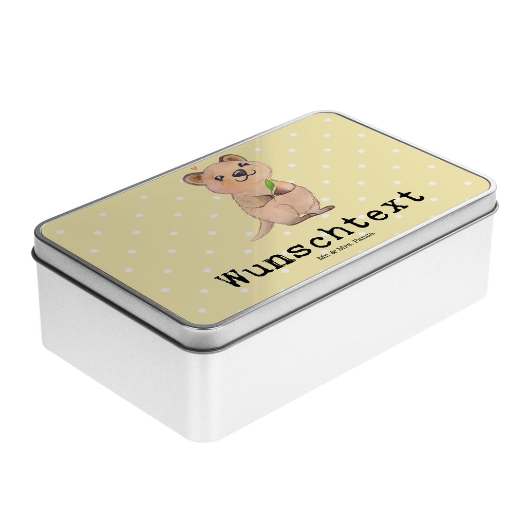 Personalisierte Metalldose Quokka Happy Personalisierte Metalldose, Dose mit Namen, Namensdose, Kiste mit Namen, Namenskiste, Tiermotive, Gute Laune, lustige Sprüche, Tiere, Quokka, Verschieben, Aufschieberitis, Lustiger Spruch, Niedliches Tier, Dinge erledigen