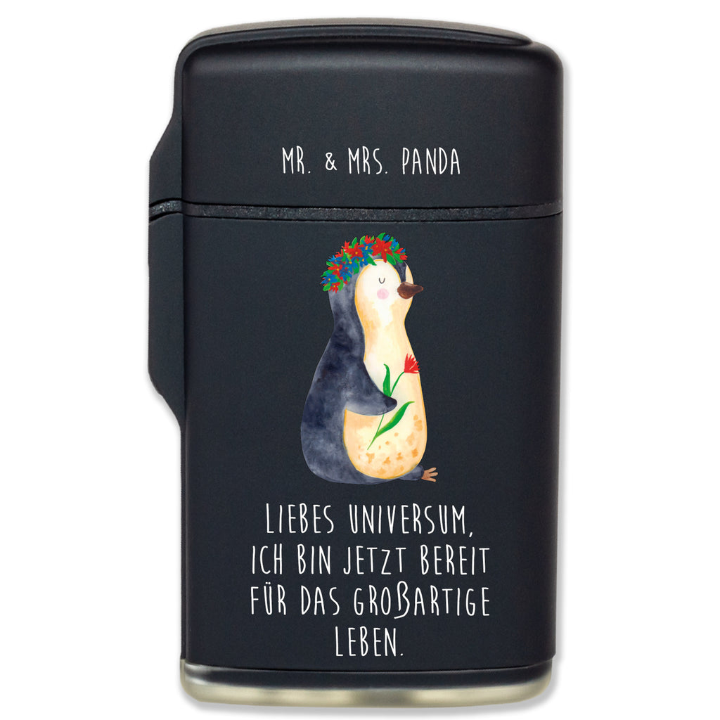 Feuerzeug Pinguin Blumenkranz Pinguin, Pinguine, Blumenkranz, Universum, Leben, Wünsche, Ziele, Lebensziele, Motivation, Lebenslust, Liebeskummer, Geschenkidee