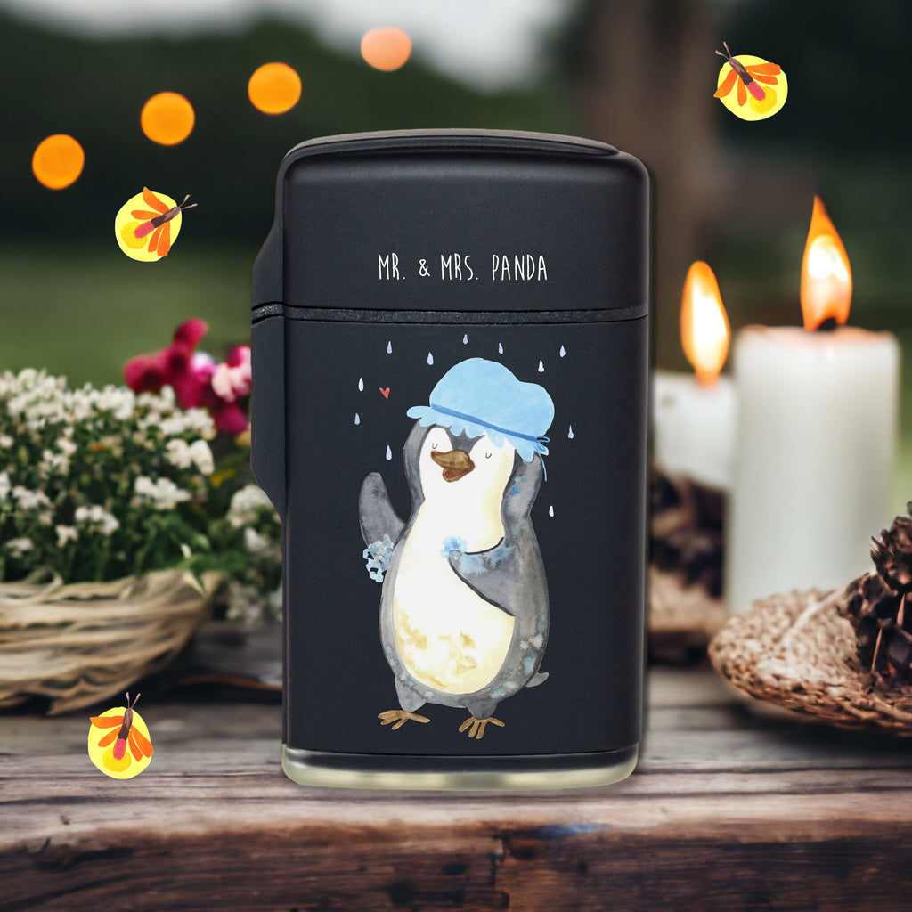Feuerzeug Pinguin duscht Pinguin, Pinguine, Dusche, duschen, Lebensmotto, Motivation, Neustart, Neuanfang, glücklich sein