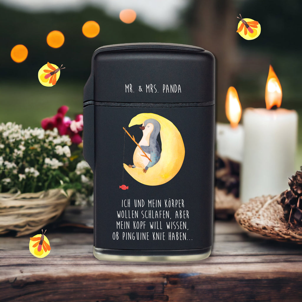 Feuerzeug Pinguin Mond Pinguin, Pinguine, Spruch, schlafen, Nachtruhe, Einschlafen, Schlafzimmer, Schlafstörungen, Gästezimmer