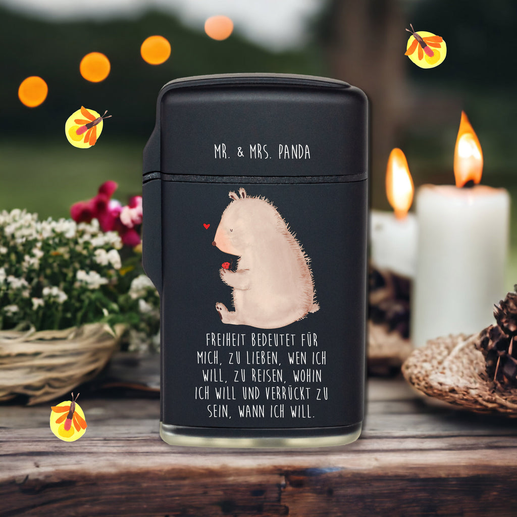 Feuerzeug Bär mit Marienkäfer Bär, Teddy, Teddybär, Marienkäfer, Liebe, Freiheit, Motivation, Das Leben ist schön