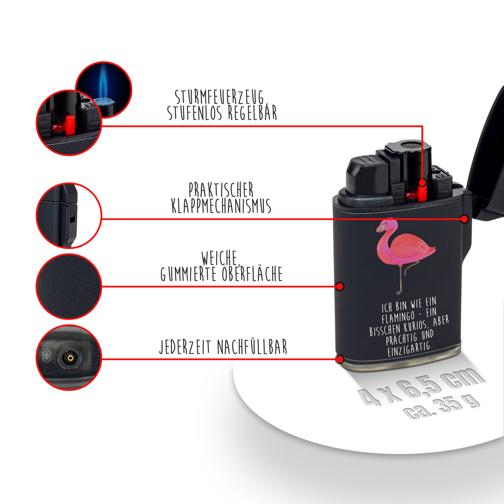 Feuerzeug Flamingo classic Flamingo, Einzigartig, Selbstliebe, Stolz, ich, für mich, Spruch, Freundin, Freundinnen, Außenseiter, Sohn, Tochter, Geschwister