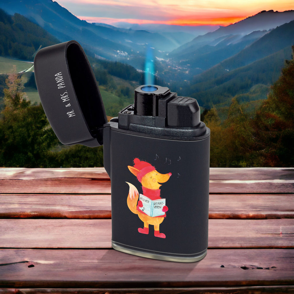 Feuerzeug Fuchs Sänger Winter, Weihnachten, Weihnachtsdeko, Nikolaus, Advent, Heiligabend, Wintermotiv, Fuchs, Füchse, Sänger, Geschenk Sänger, Singen, Weihnachtslieder