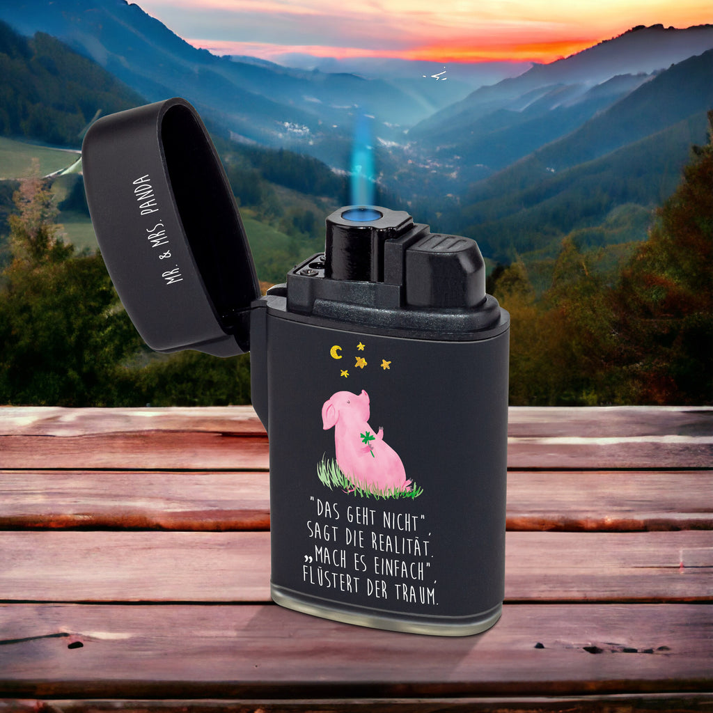 Feuerzeug Glücksschwein Tiermotive, Gute Laune, lustige Sprüche, Tiere, Glücksschwein. Glück, Schwein, Schweinchen, Sterne, Sernchen, Ziele, Träume, Motivation, Glücksbringer