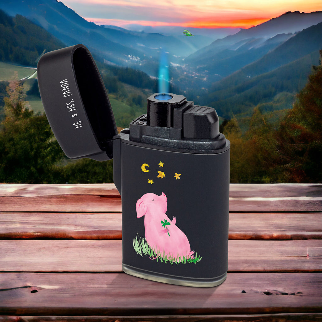 Feuerzeug Glücksschwein Tiermotive, Gute Laune, lustige Sprüche, Tiere, Glücksschwein. Glück, Schwein, Schweinchen, Sterne, Sernchen, Ziele, Träume, Motivation, Glücksbringer