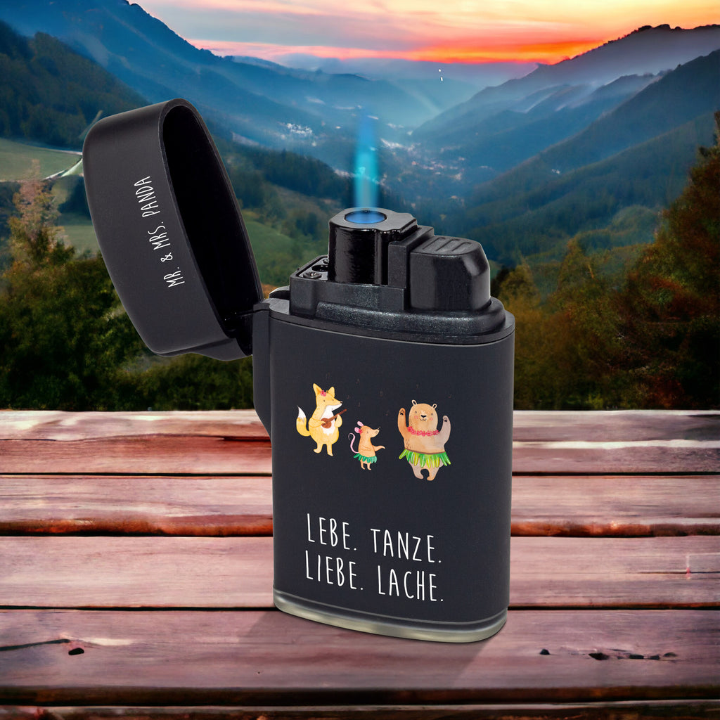 Feuerzeug Waldtiere Aloha Tiermotive, Gute Laune, lustige Sprüche, Tiere, Wald, Waldtiere, Musik, Aloha, Bär, Hase, Igel, Tanzen, Leben, Lachen