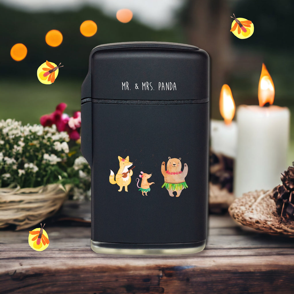 Feuerzeug Waldtiere Aloha Tiermotive, Gute Laune, lustige Sprüche, Tiere, Wald, Waldtiere, Musik, Aloha, Bär, Hase, Igel, Tanzen, Leben, Lachen