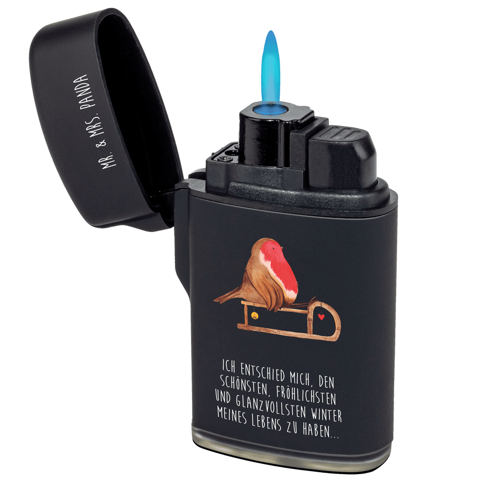 Feuerzeug Rotkehlchen Schlitten Winter, Weihnachten, Weihnachtsdeko, Nikolaus, Advent, Heiligabend, Wintermotiv, Schlitten, Vogel
