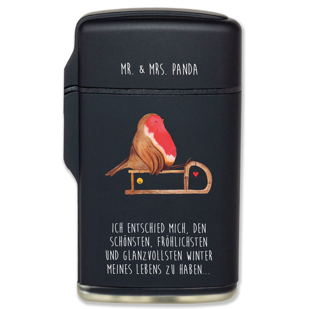 Feuerzeug Rotkehlchen Schlitten Winter, Weihnachten, Weihnachtsdeko, Nikolaus, Advent, Heiligabend, Wintermotiv, Schlitten, Vogel