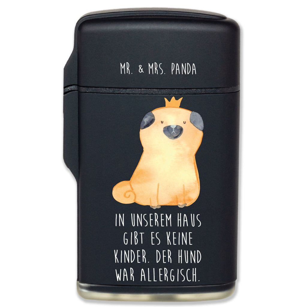 Feuerzeug Mops Krone Hund, Hundemotiv, Haustier, Hunderasse, Tierliebhaber, Hundebesitzer, Sprüche, Mops, allergisch, kinderlos, Hausregel, Hundebesitzer. Spruch, lustig