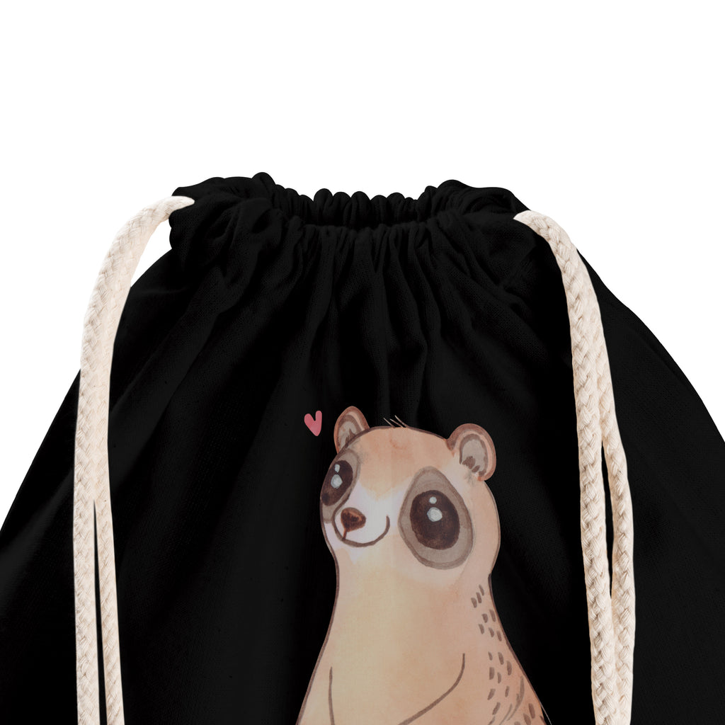 Sportbeutel Plumplori Glücklich Turnbeutel, Beutel, Sporttasche, Tasche, Stoffbeutel, Tiermotive, Gute Laune, lustige Sprüche, Tiere, Plumplori, Niedlich, Glück