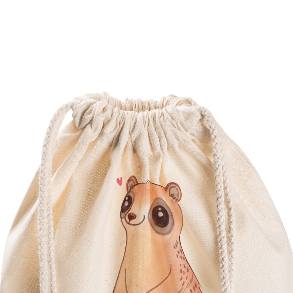 Sportbeutel Plumplori Glücklich Turnbeutel, Beutel, Sporttasche, Tasche, Stoffbeutel, Tiermotive, Gute Laune, lustige Sprüche, Tiere, Plumplori, Niedlich, Glück