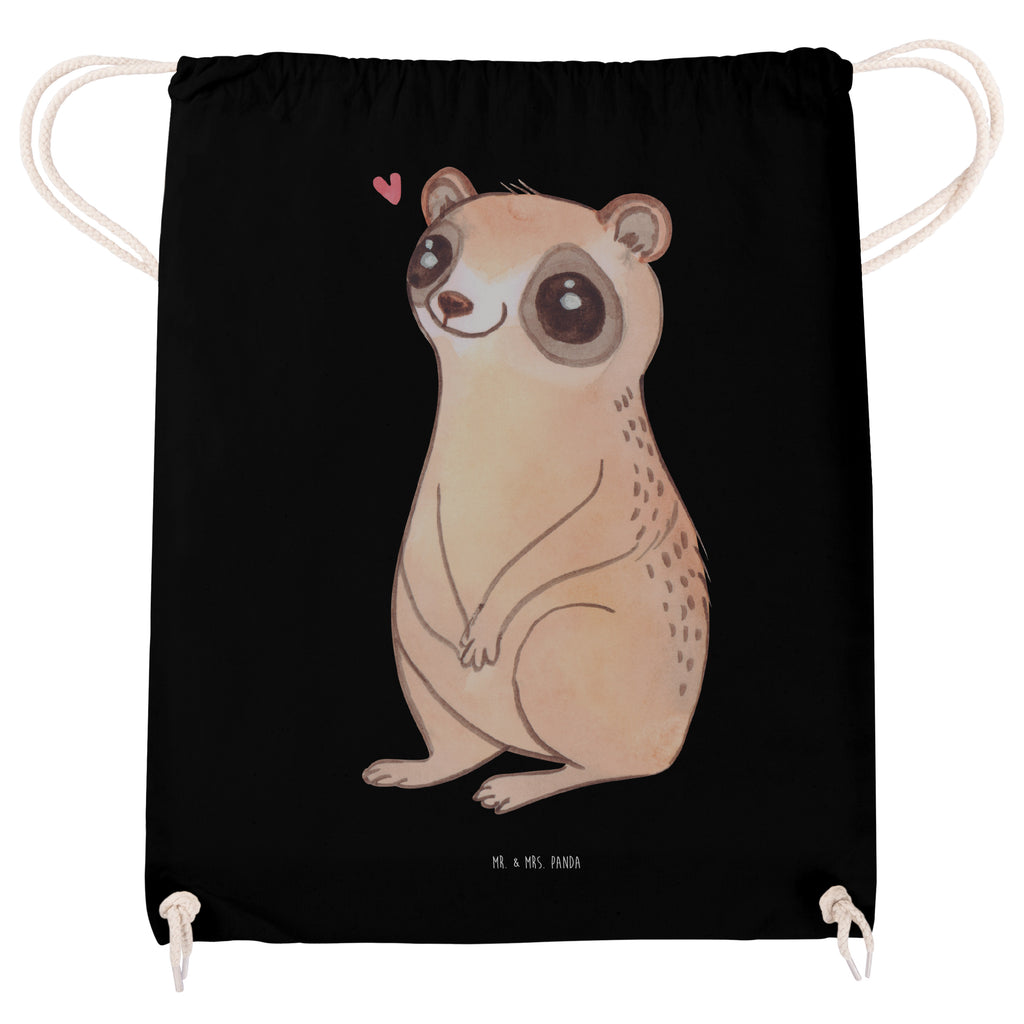 Sportbeutel Plumplori Glücklich Turnbeutel, Beutel, Sporttasche, Tasche, Stoffbeutel, Tiermotive, Gute Laune, lustige Sprüche, Tiere, Plumplori, Niedlich, Glück