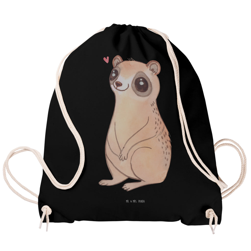 Sportbeutel Plumplori Glücklich Turnbeutel, Beutel, Sporttasche, Tasche, Stoffbeutel, Tiermotive, Gute Laune, lustige Sprüche, Tiere, Plumplori, Niedlich, Glück