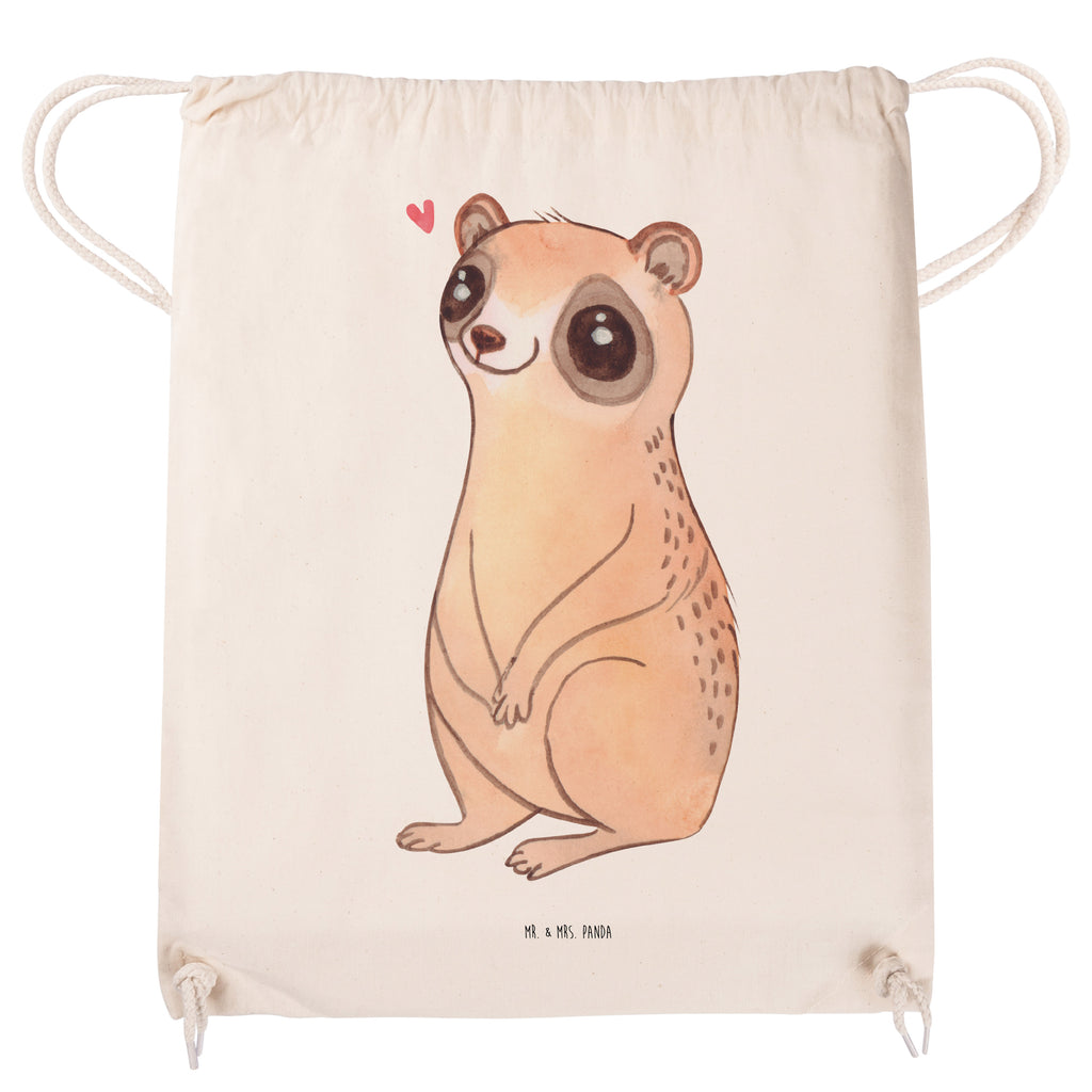 Sportbeutel Plumplori Glücklich Turnbeutel, Beutel, Sporttasche, Tasche, Stoffbeutel, Tiermotive, Gute Laune, lustige Sprüche, Tiere, Plumplori, Niedlich, Glück