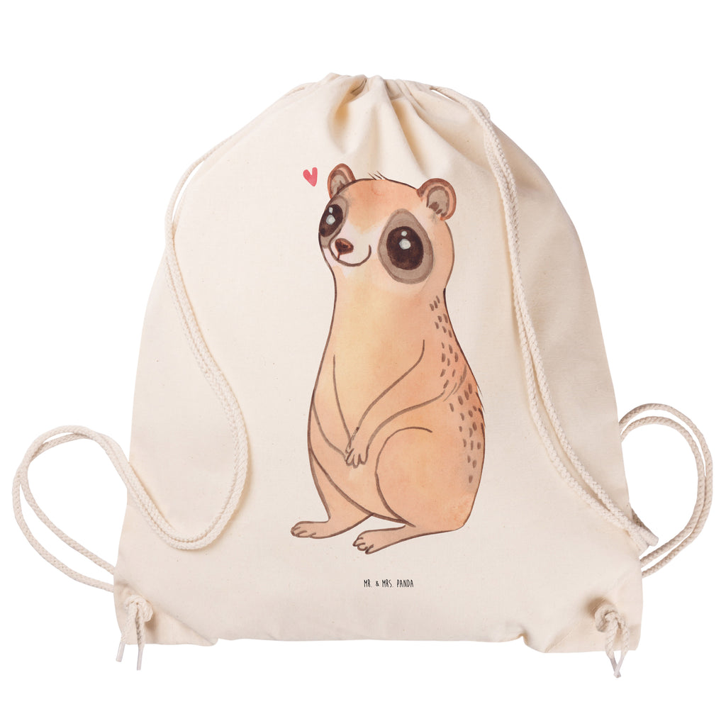 Sportbeutel Plumplori Glücklich Turnbeutel, Beutel, Sporttasche, Tasche, Stoffbeutel, Tiermotive, Gute Laune, lustige Sprüche, Tiere, Plumplori, Niedlich, Glück