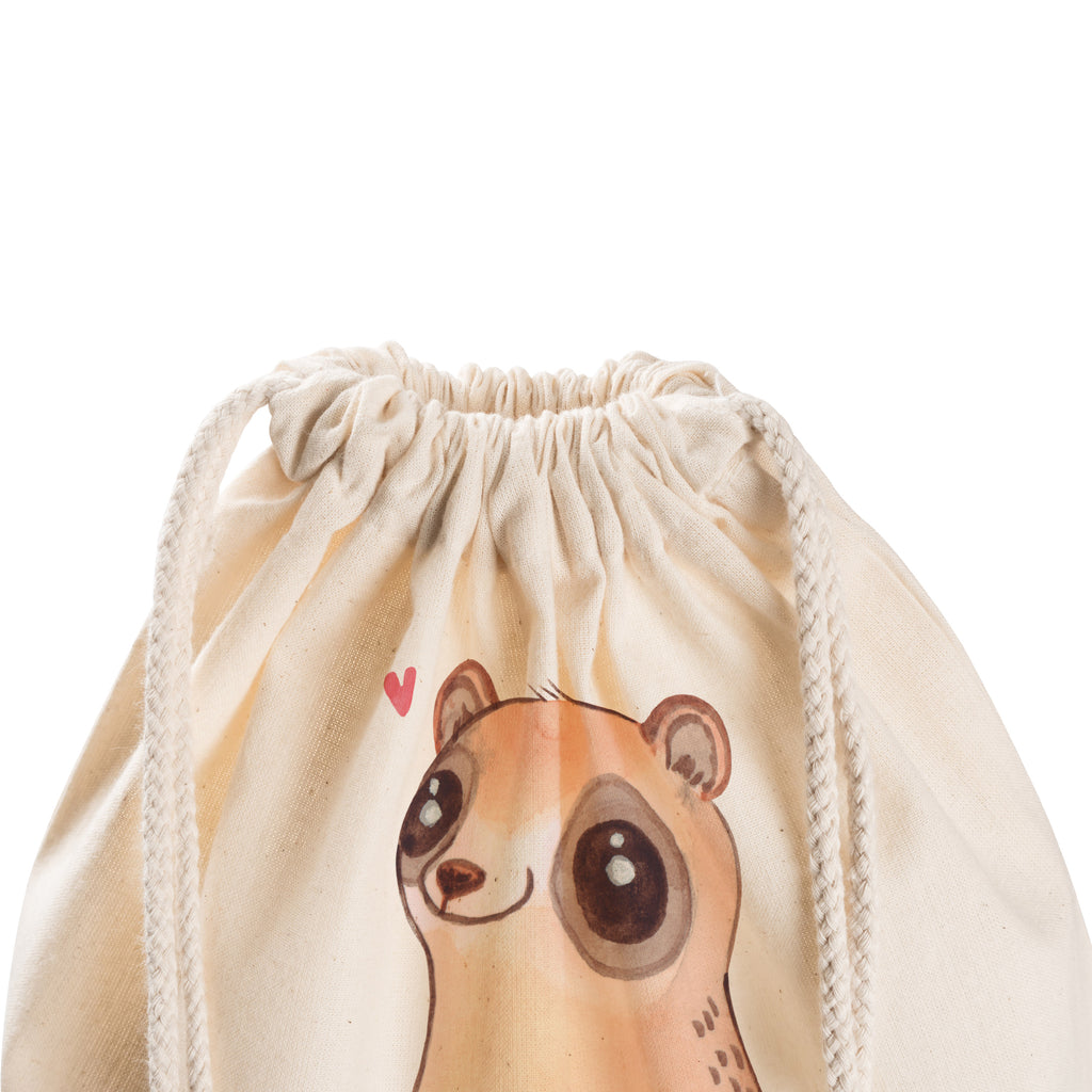 Sportbeutel Plumplori Glücklich Turnbeutel, Beutel, Sporttasche, Tasche, Stoffbeutel, Tiermotive, Gute Laune, lustige Sprüche, Tiere, Plumplori, Niedlich, Glück