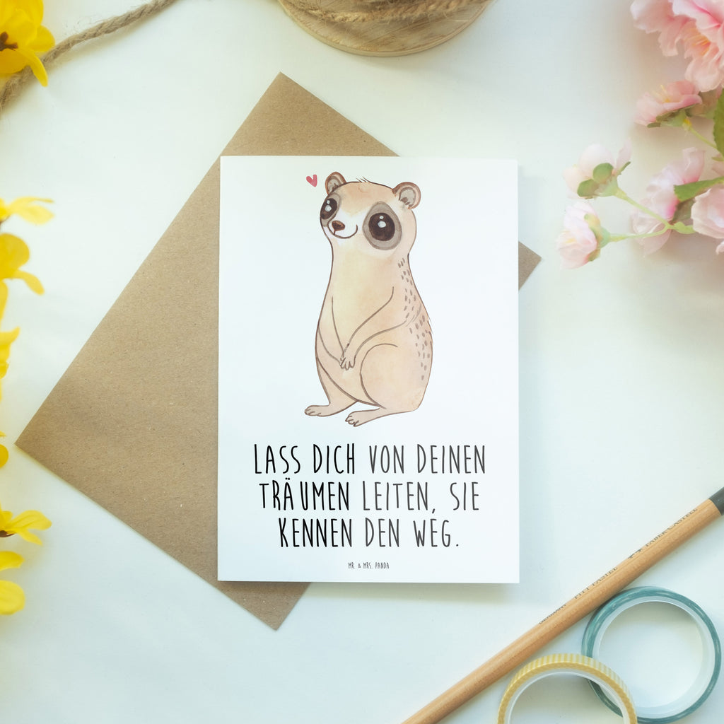 Grußkarte Plumplori Glücklich Klappkarte, Einladungskarte, Glückwunschkarte, Hochzeitskarte, Geburtstagskarte, Karte, Tiermotive, Gute Laune, lustige Sprüche, Tiere, Plumplori, Niedlich, Glück