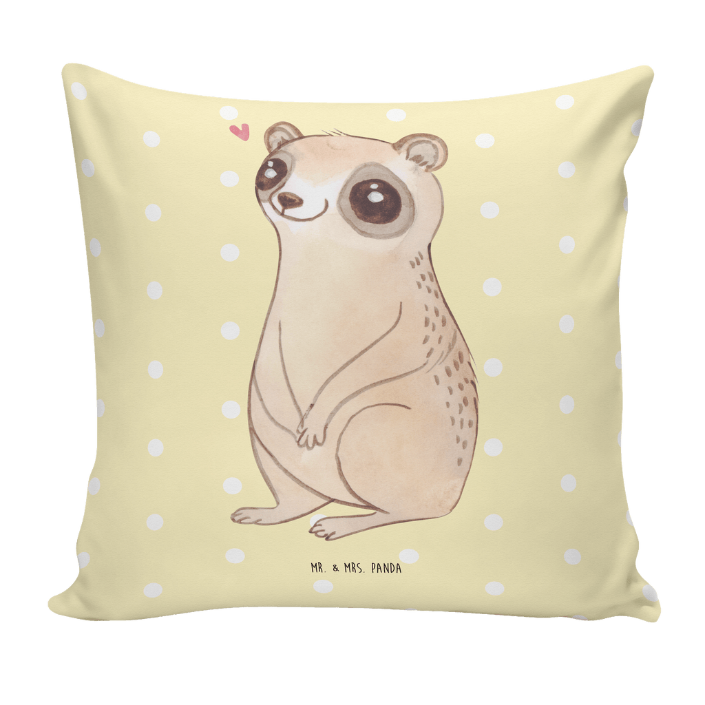 40x40 Kissen Plumplori Glücklich Kissenhülle, Kopfkissen, Sofakissen, Dekokissen, Motivkissen, Tiermotive, Gute Laune, lustige Sprüche, Tiere, Plumplori, Niedlich, Glück