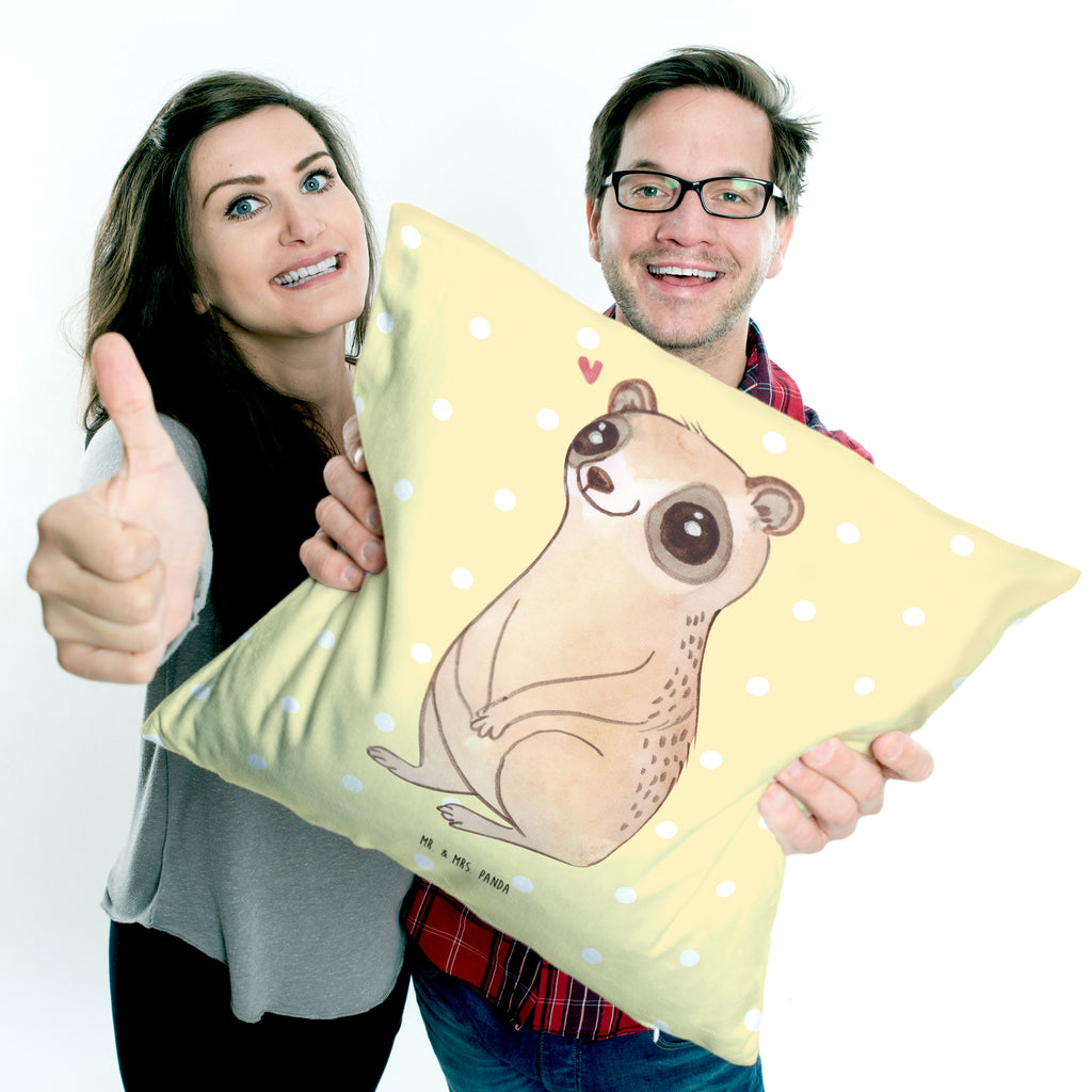 40x40 Kissen Plumplori Glücklich Kissenhülle, Kopfkissen, Sofakissen, Dekokissen, Motivkissen, Tiermotive, Gute Laune, lustige Sprüche, Tiere, Plumplori, Niedlich, Glück