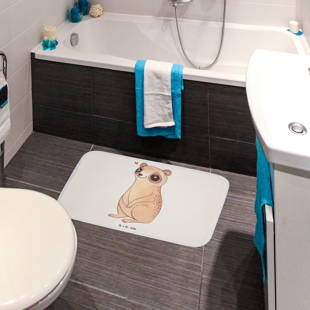 Badvorleger Plumplori Glücklich Badematte, Badteppich, Duschvorleger, Badezimmerteppich, Badezimmermatte, Badvorleger, Duschmatte, Duschteppich, Tiermotive, Gute Laune, lustige Sprüche, Tiere, Plumplori, Niedlich, Glück