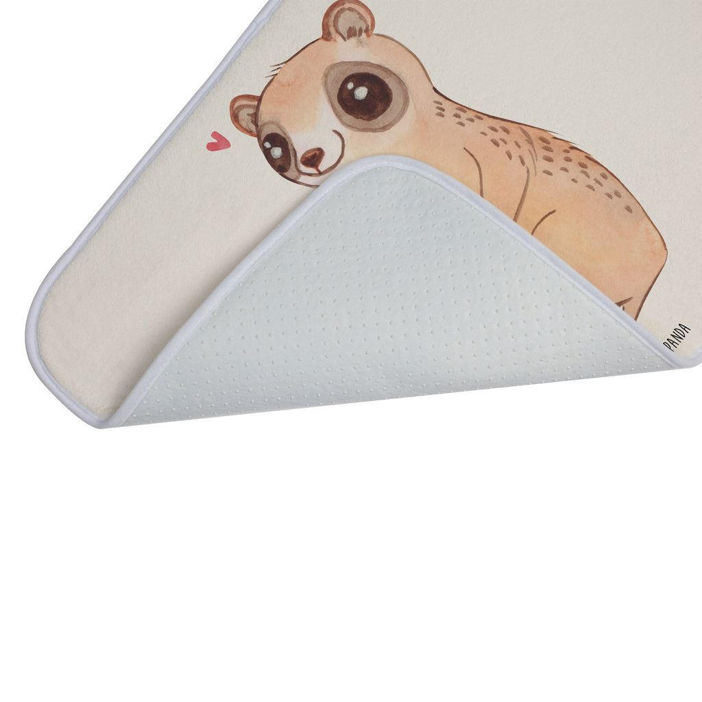 Badvorleger Plumplori Glücklich Badematte, Badteppich, Duschvorleger, Badezimmerteppich, Badezimmermatte, Badvorleger, Duschmatte, Duschteppich, Tiermotive, Gute Laune, lustige Sprüche, Tiere, Plumplori, Niedlich, Glück