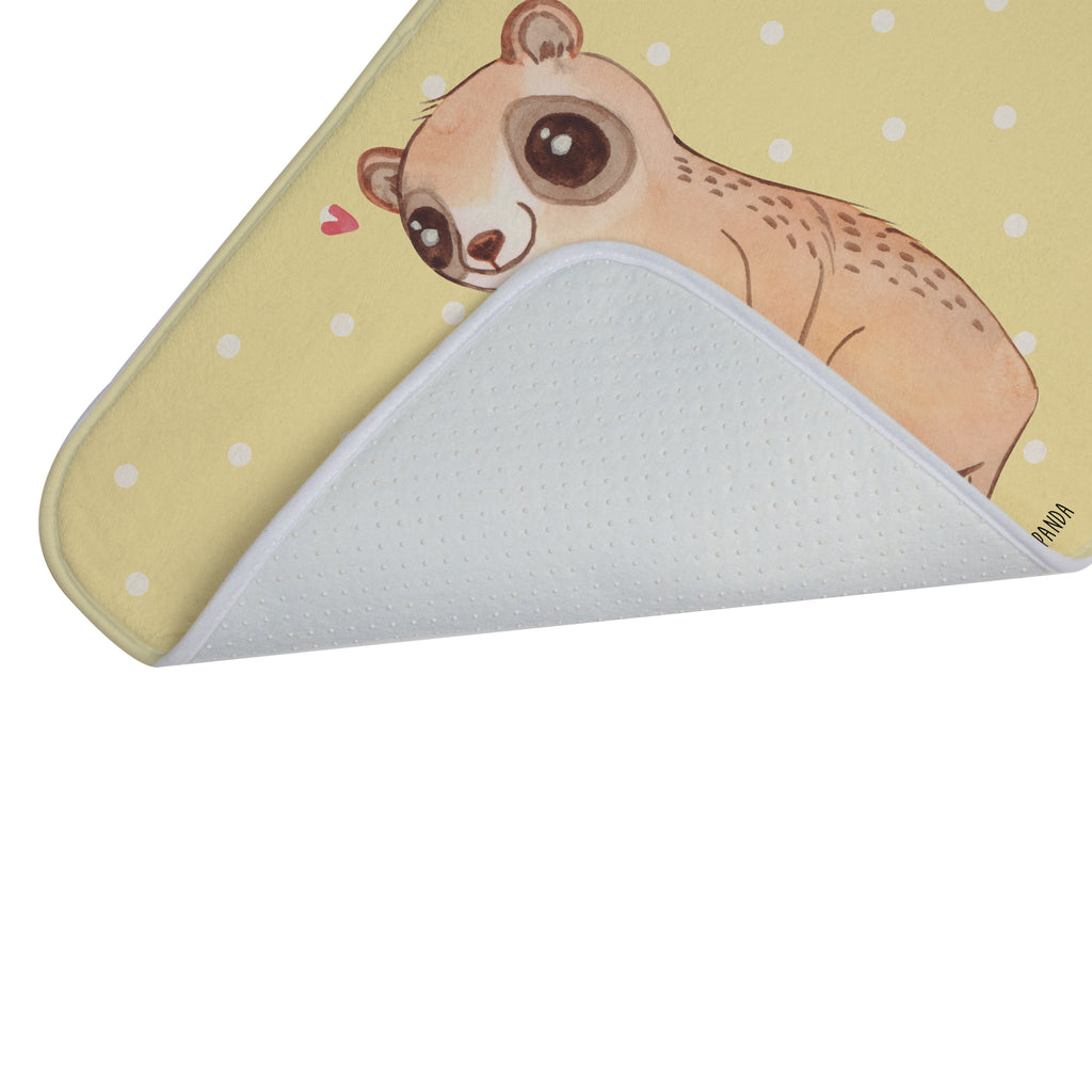 Badvorleger Plumplori Glücklich Badematte, Badteppich, Duschvorleger, Badezimmerteppich, Badezimmermatte, Badvorleger, Duschmatte, Duschteppich, Tiermotive, Gute Laune, lustige Sprüche, Tiere, Plumplori, Niedlich, Glück