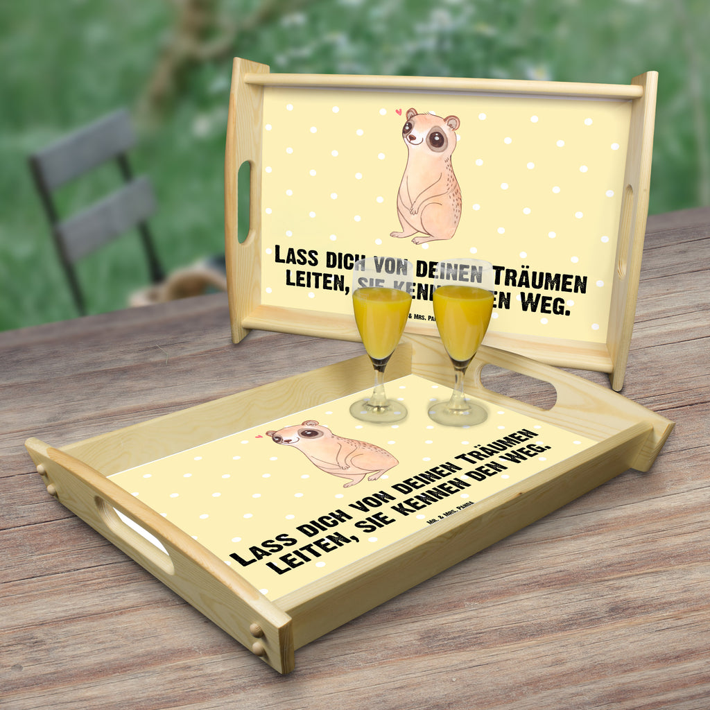 Serviertablett Plumplori Glücklich Tablett, Holztablett, Küchentablett, Dekotablett, Frühstückstablett, Tiermotive, Gute Laune, lustige Sprüche, Tiere, Plumplori, Niedlich, Glück